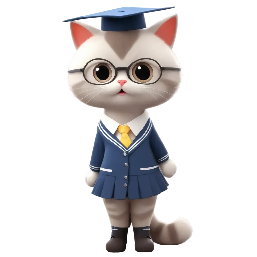 cute kitty with school dress