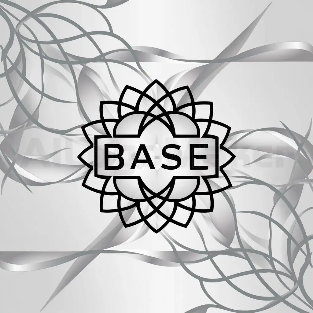 a logo design,with the text "BASE", main symbol:Lotus,complex,clear background