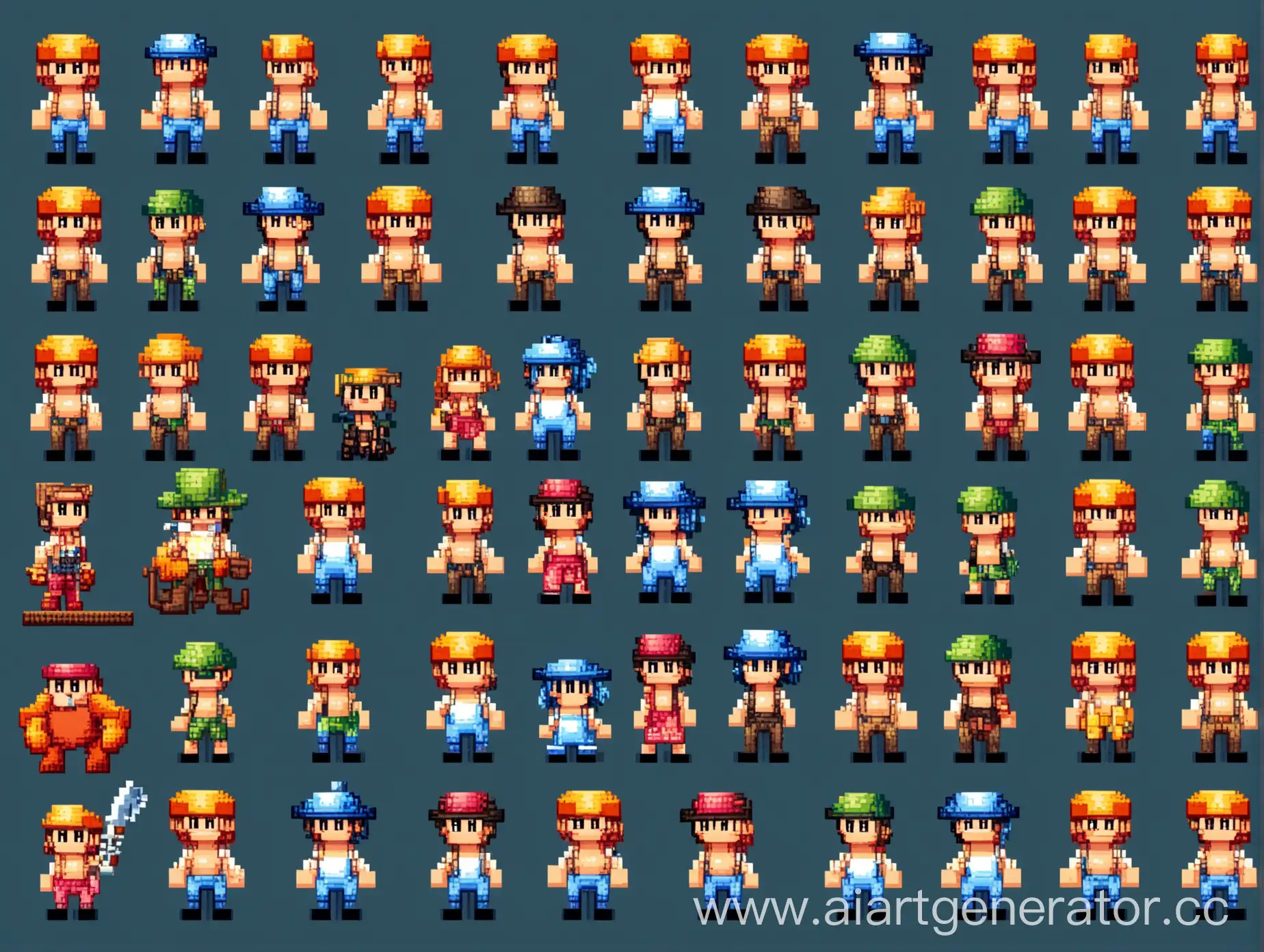 пиксельные персонажи для 2d игры платформер