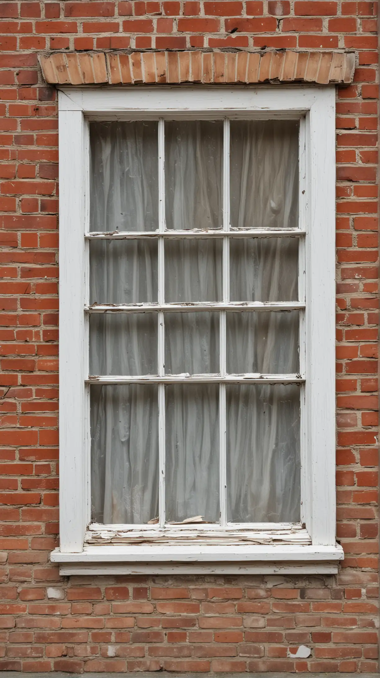 big broken, rectangle, victorian window, white frame window, boarded up
