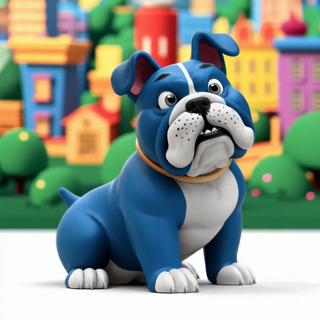 Cartoon-Bulldog-Sitting-in-Blue