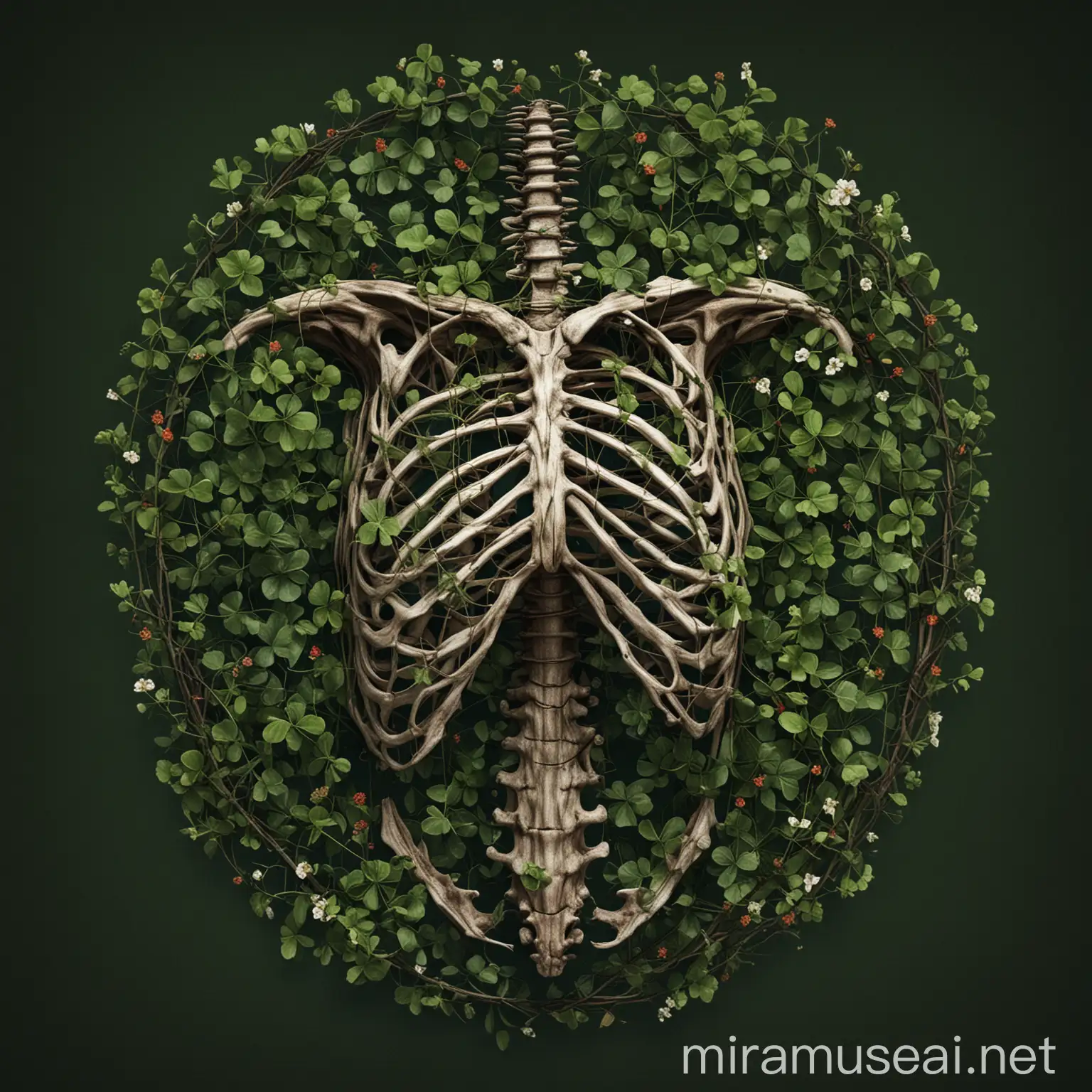 Ribcage Filled with Clovers and Thorns