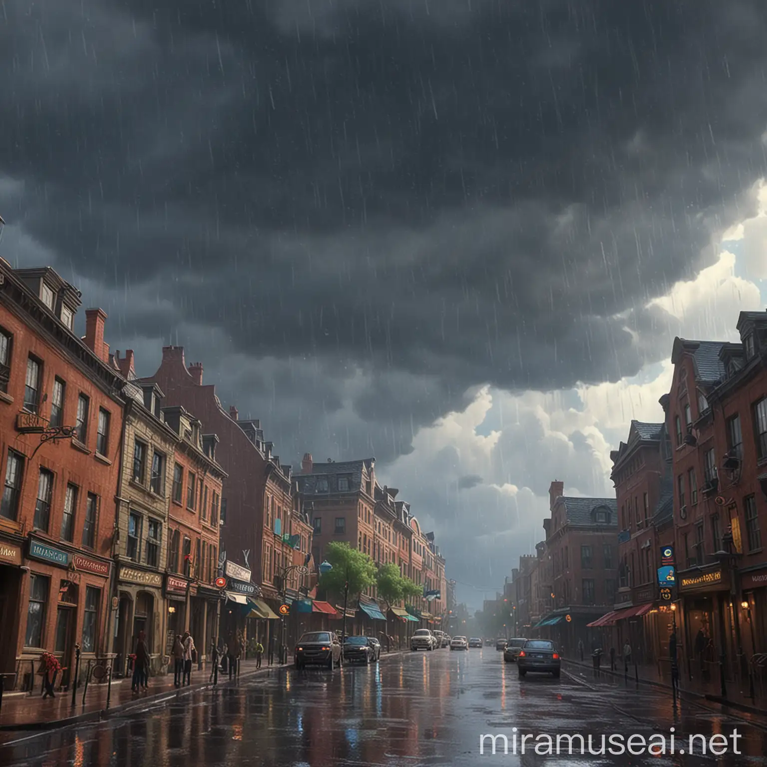 Heavy Rain in the Sky A PixarStyle Scene
