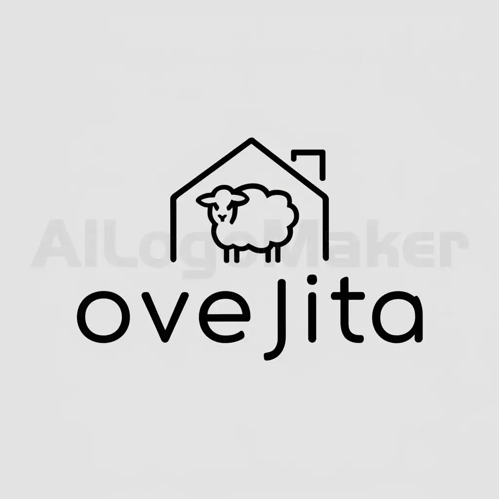 a logo design,with the text "ovejita", main symbol:una oveja completa mezclada con una casa,Minimalistic,be used in Home Family industry,clear background