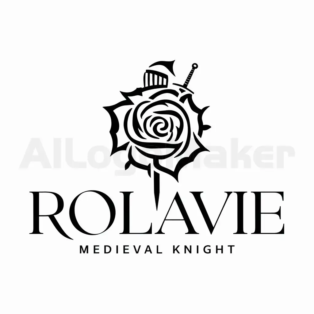 a logo design,with the text "ROLAVIE", main symbol:medieval knight rose,complex,clear background