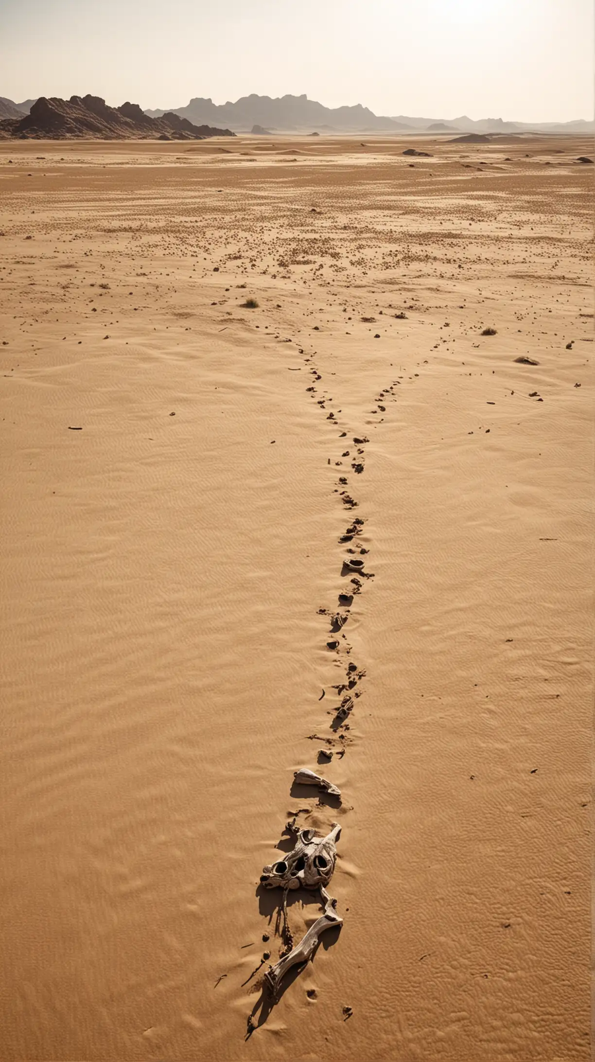 Harsh Desert Landscape with Scattered Human Remains