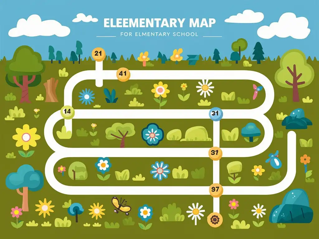 Nature-Route-Sheet-for-Elementary-School-Vector-Graphics