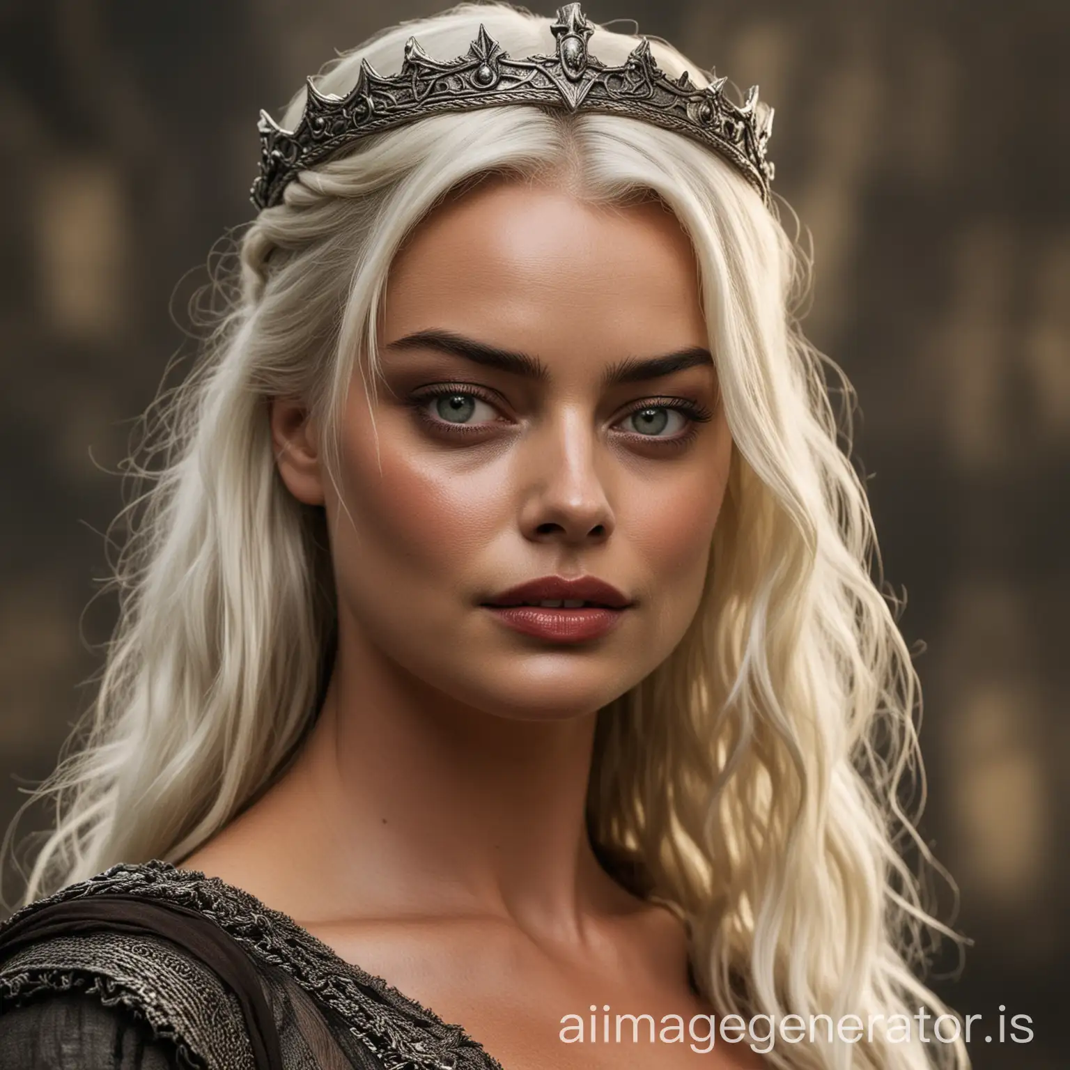 Margot-Robbie-Portraying-Queen-Rhaenys-Targaryen-in-a-Regal-Costume
