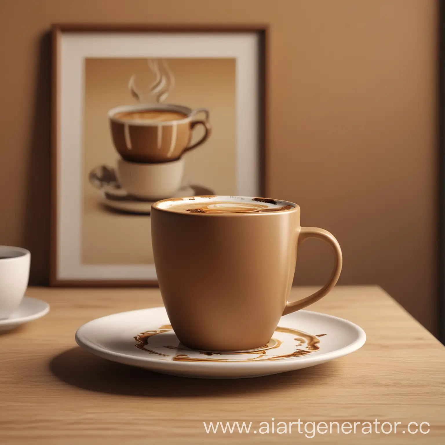 Animated-Coffee-Cup-on-Alain-Tasso-Inspired-Poster-with-AI-Theme