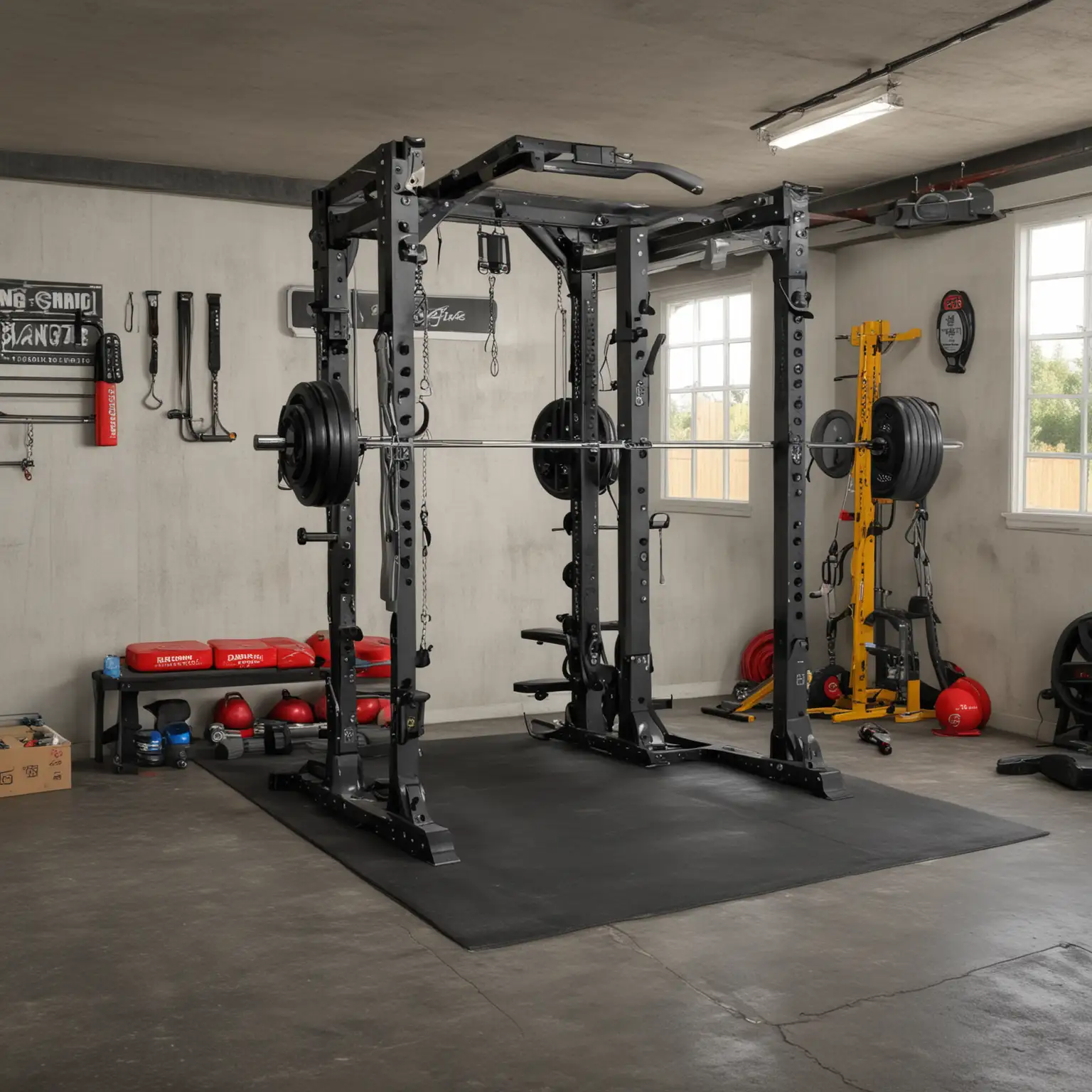Create a realistic image of a professional looking garage gym