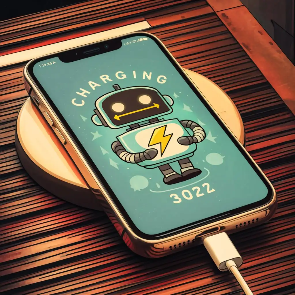 Cute mobile phone with charging indication as wallpaper