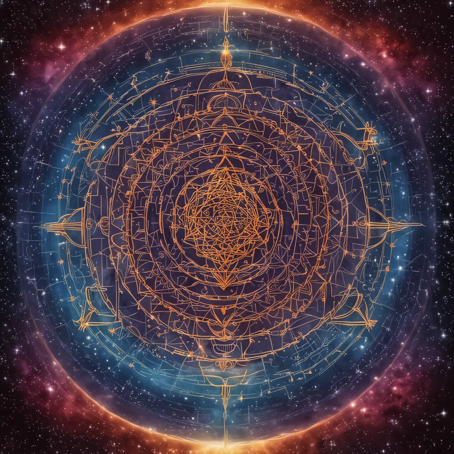 Sacred Sri Yantra Mandala in Cosmic Universe