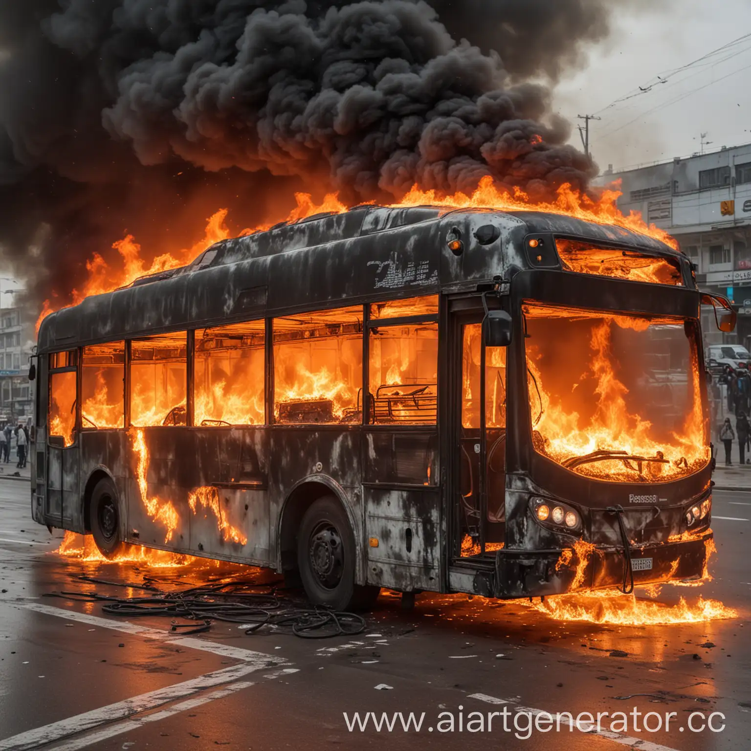 горящий электробус
