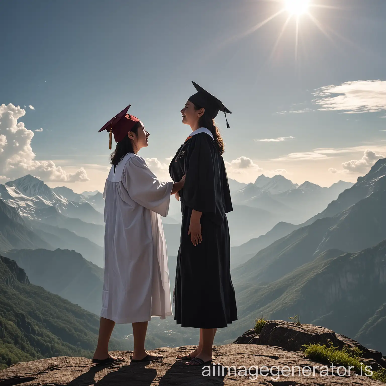 Proud-Student-Nurse-Graduation-Ceremony-with-Emotional-Mother-Silhouette-in-Mountain-Setting