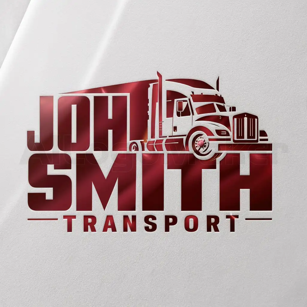 a logo design,with the text "John Smith Transport", main symbol: Creating a logo for "John Smith Transport" with ruby red, white, and a third color involves a few design steps. Here’s a simple and effective way to do it:

Color Palette:
Ruby Red: #9B111E
White: #FFFFFF
Third color (Gold): #FFD700

Design Elements:
- Use strong, bold fonts for the company name to convey reliability and strength.
- Incorporate transport-related symbols, such as a truck, road, or wheel.
- Make sure the design is clean and easily recognizable.

Conceptual Design:
Text: "JOHN SMITH TRANSPORT" in bold, uppercase letters.
Symbol: A simple, stylized truck or road icon.
Layout: The truck icon can be on the left, with "JOHN SMITH" on one line and "TRANSPORT" below it. Alternatively, the truck can be above the text.

Mock-up:
Truck Icon: Use ruby red for the truck. Use white for the truck's details (windows, tires). Incorporate gold in a small element, like a stripe or highlight.
Text: "JOHN SMITH" in ruby red. "TRANSPORT" in gold. Both texts should have a white outline or shadow for better visibility.
Background: Keep it white or a light neutral color to make the logo stand out.,Moderate,clear background