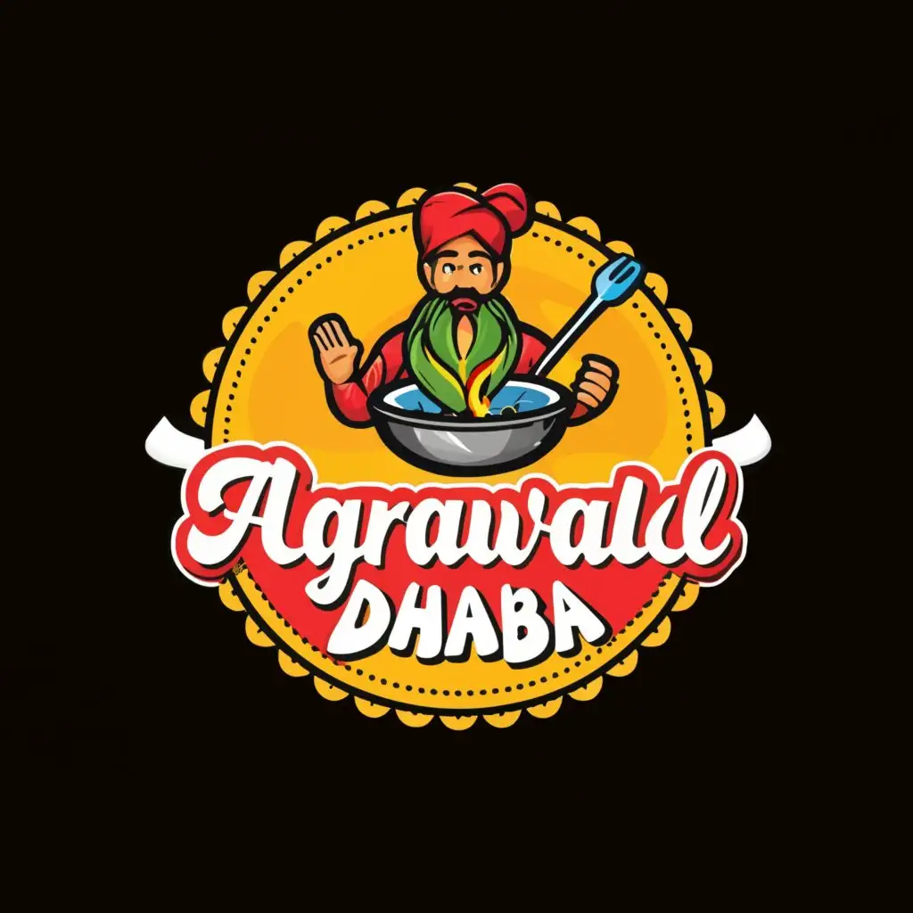 LOGO-Design-For-Agrawal-Dhaba-Traditional-Indian-Chef-Emblem-for-Authentic-Dining-Experience