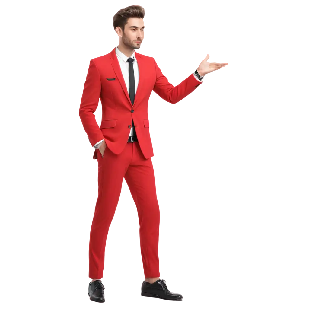 men in red suit full body 3D png
