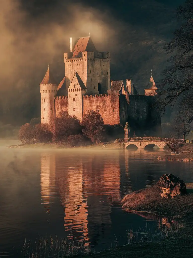 Majestic-Ancient-Castle-Overlooking-Serene-Lake