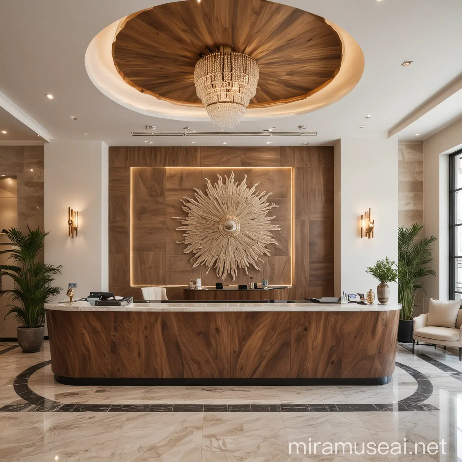 modern luxury hotel reception with meditteranean theme