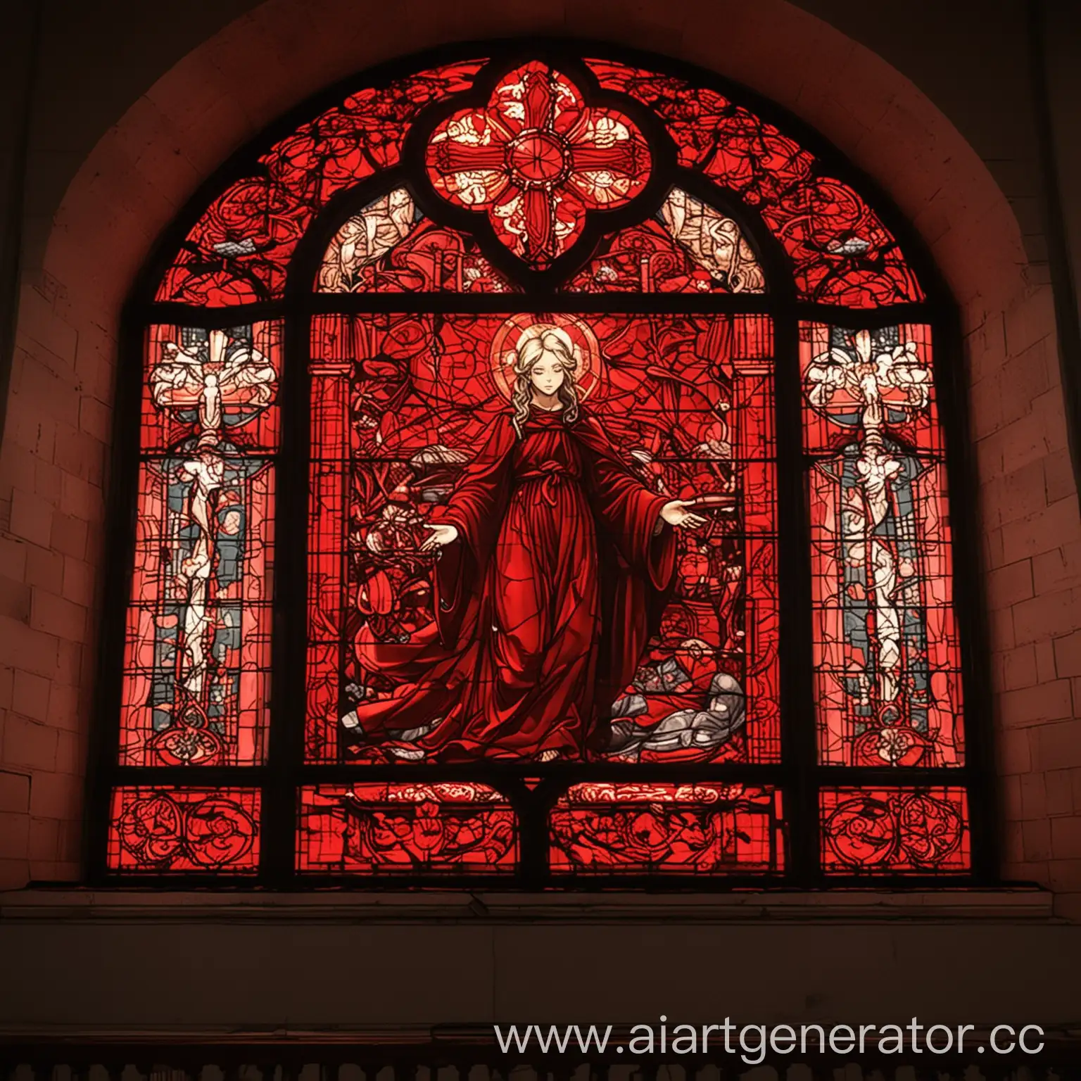 Anime-Red-Light-Stained-Glass-in-Church-Style