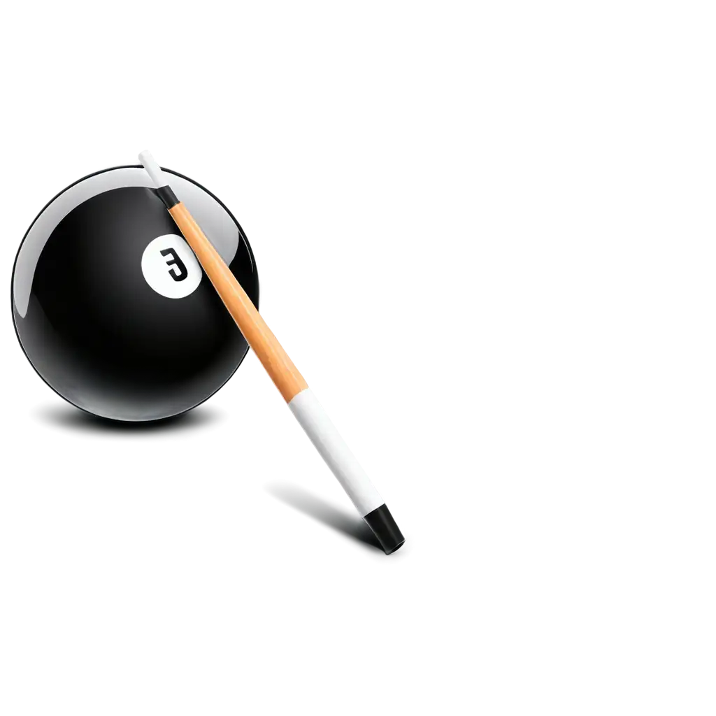 Icon billiards ball with the tip of cue stick