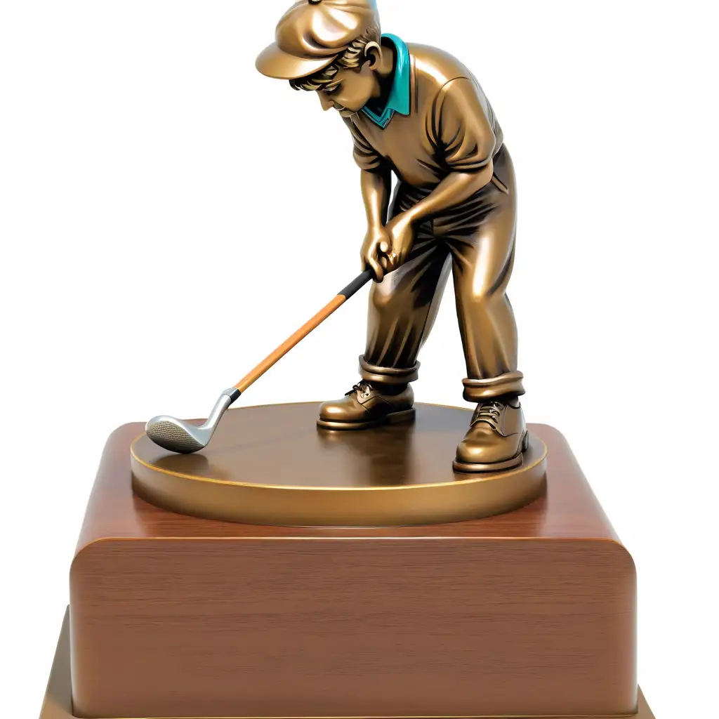 Golfer Boy Statue Vector Cartoon Illustration