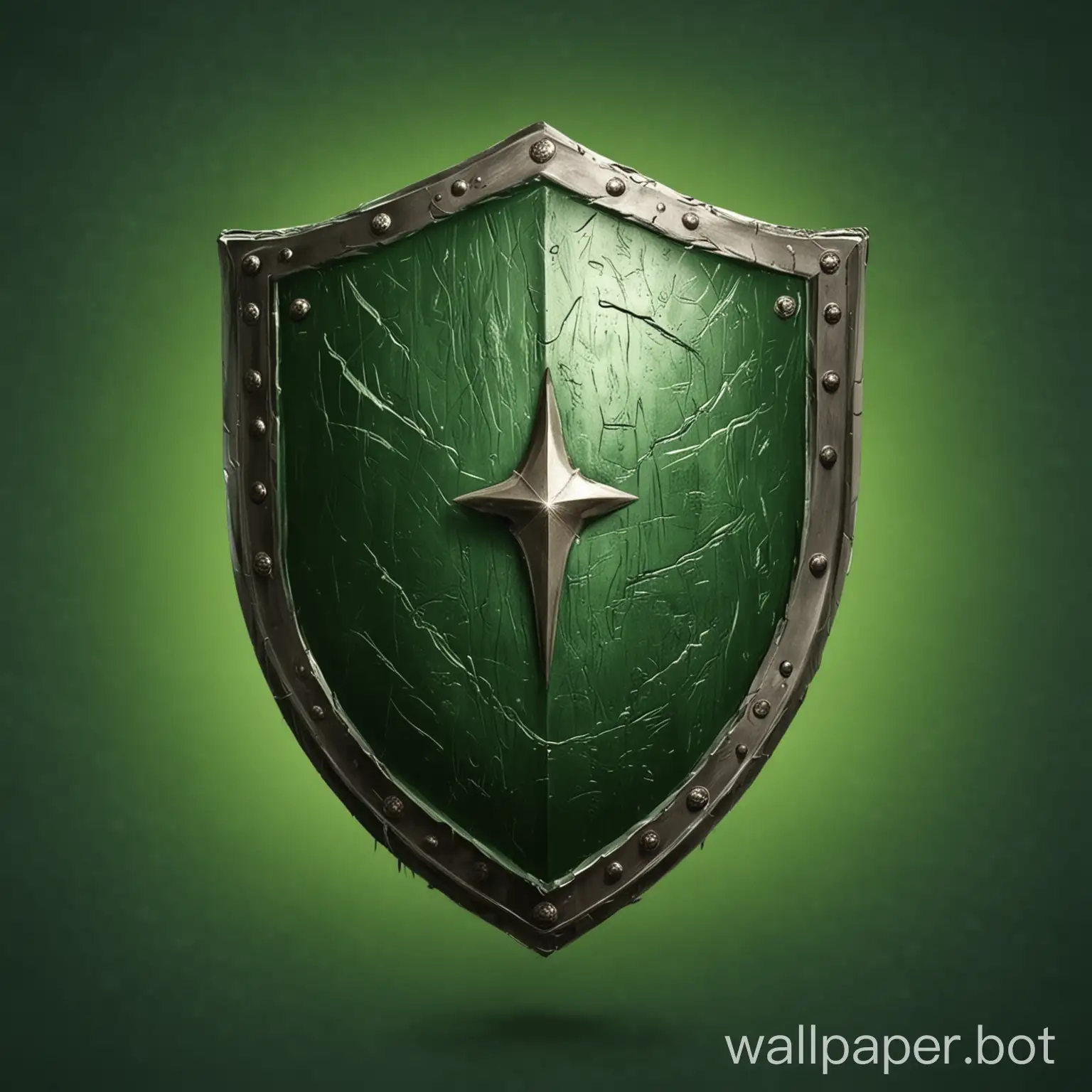Draw a fantasy shield on a green background