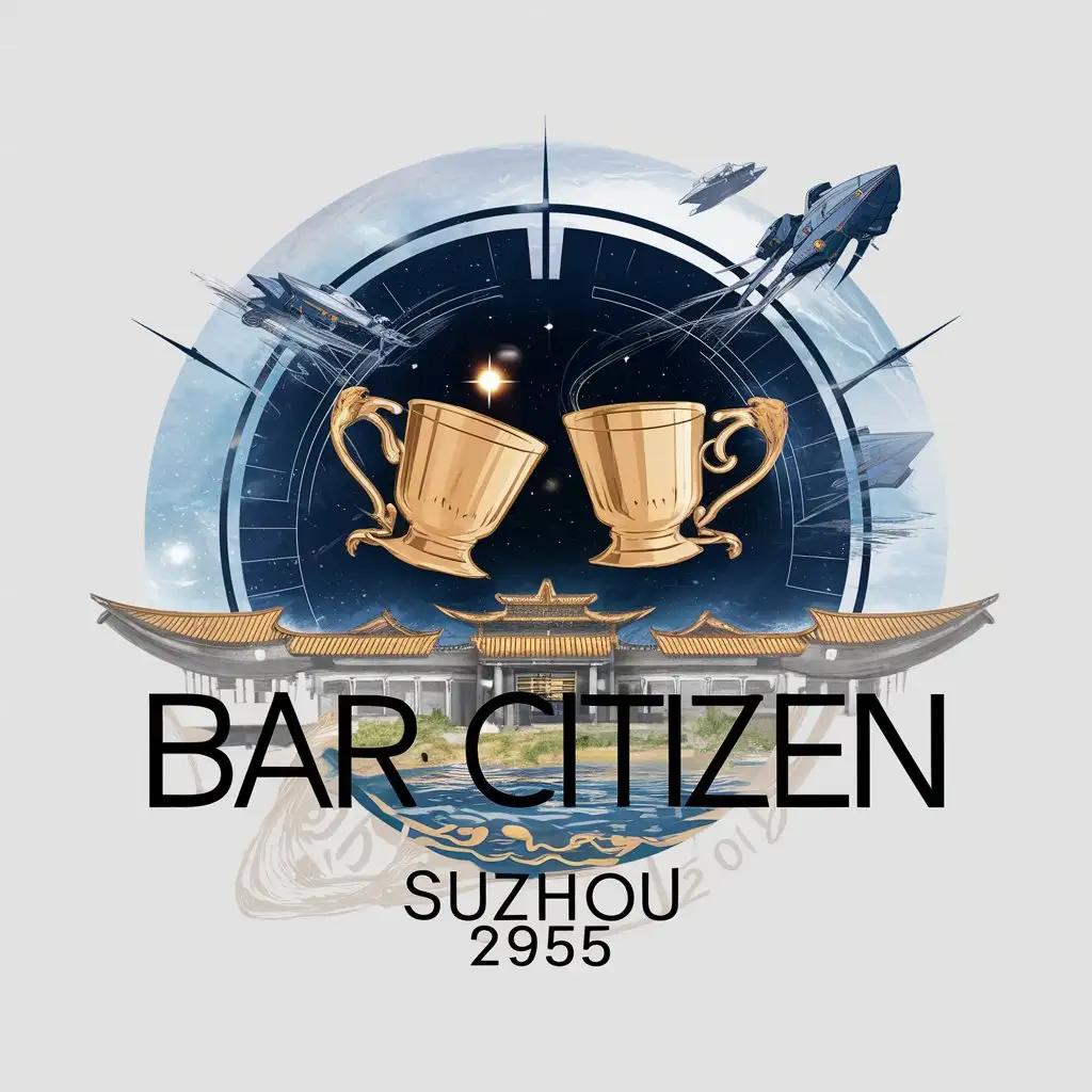 LOGO-Design-For-Bar-Citizen-Suzhou-2955-Starry-Sky-Suzhou-Water-Village-Theme-with-Wine-Cups