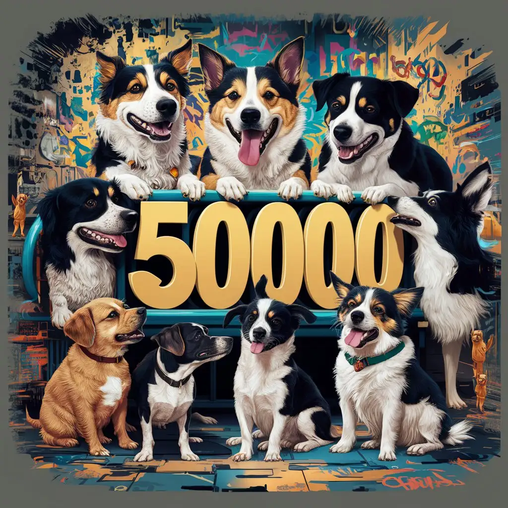 Сделай 10 собак рядом с числом 50000
