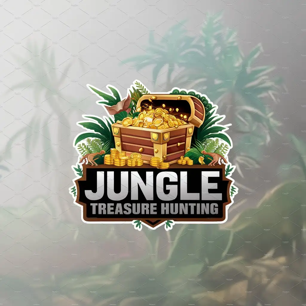 a logo design,with the text "jungle treasure hunting", main symbol:jungle treasure hunt,Moderate,clear background