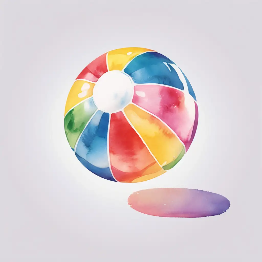 single, colorful beachball, no background, vector, watercolor