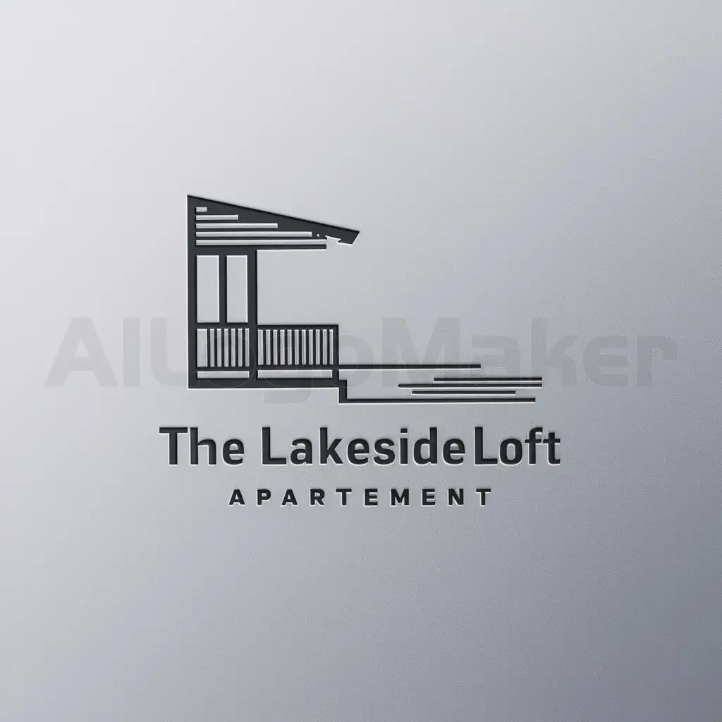 a logo design,with the text "The Lakeside Loft", main symbol:side view of an apartment balcony with sloping roof overlooking a lake,Minimalistic,be used in  Travel industry,clear background