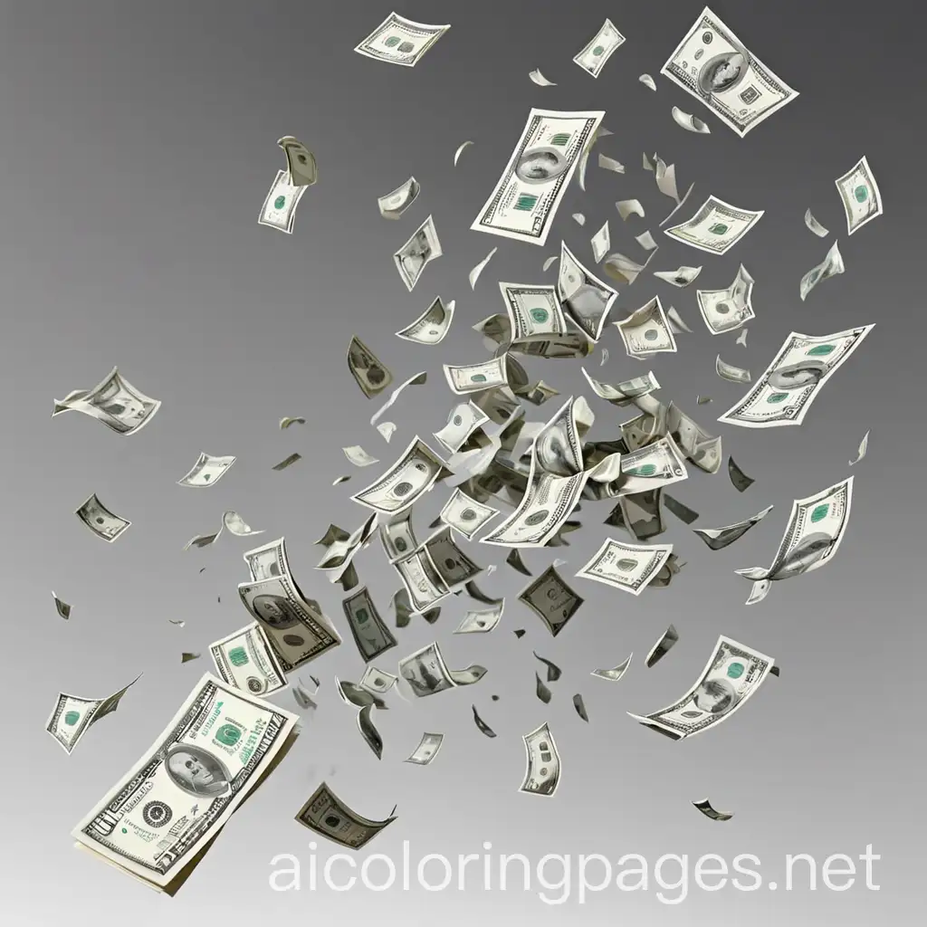 Hundred-Dollar-Bills-Rain-Money-Shower-Coloring-Page