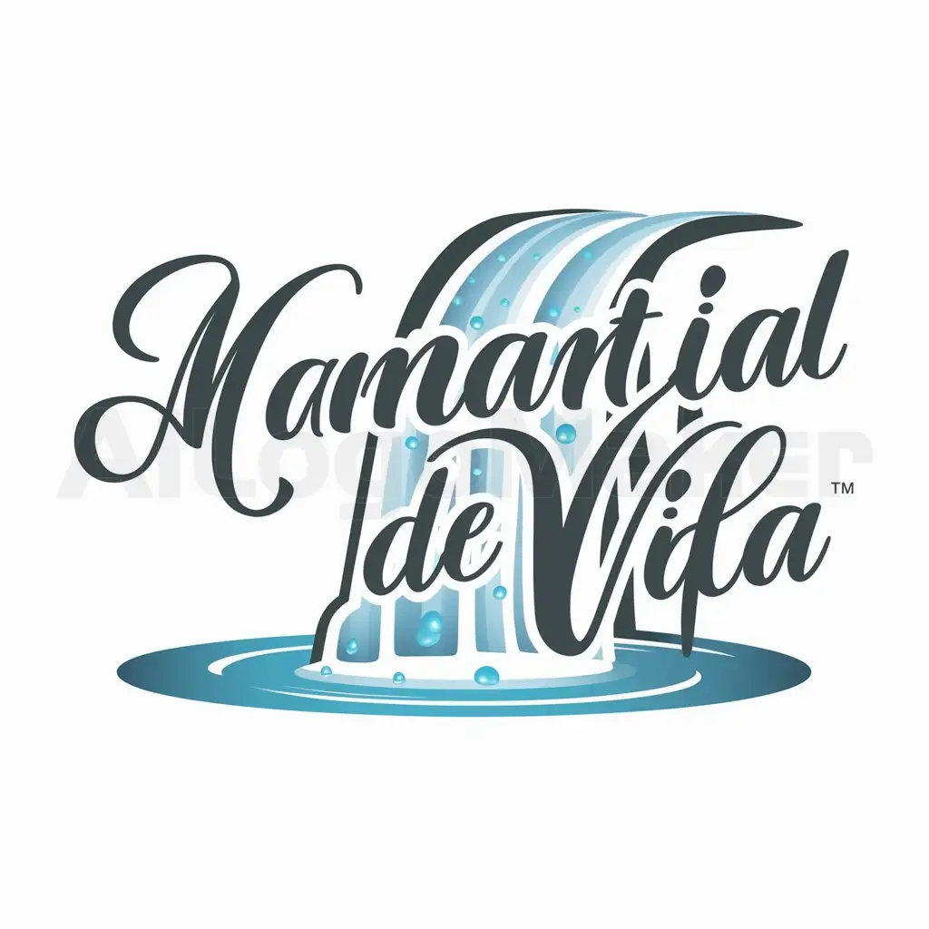 a logo design,with the text 'manantial de vida' , main symbol:cascada de agua,Moderate,clear background
