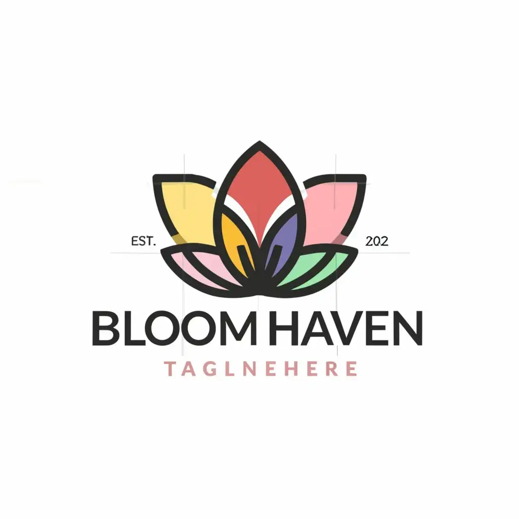 a logo design,with the text "Bloom Haven", main symbol:flower,Minimalistic,clear background