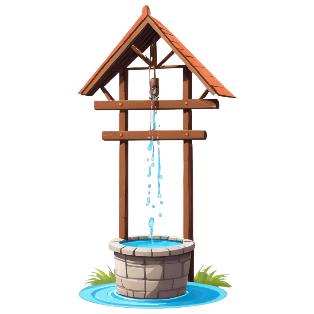 A water well in 2d cartoon style