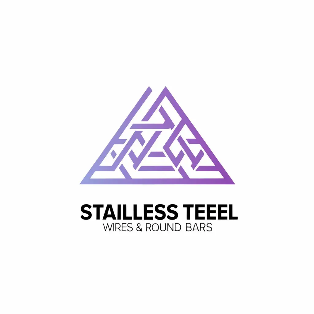 a logo design,with the text "Logo for a company selling stainless steel wires and round bars and aluminium sheets", main symbol:Pyramid colored blue and purple,complex,be used in Manufacturing industry industry,clear background