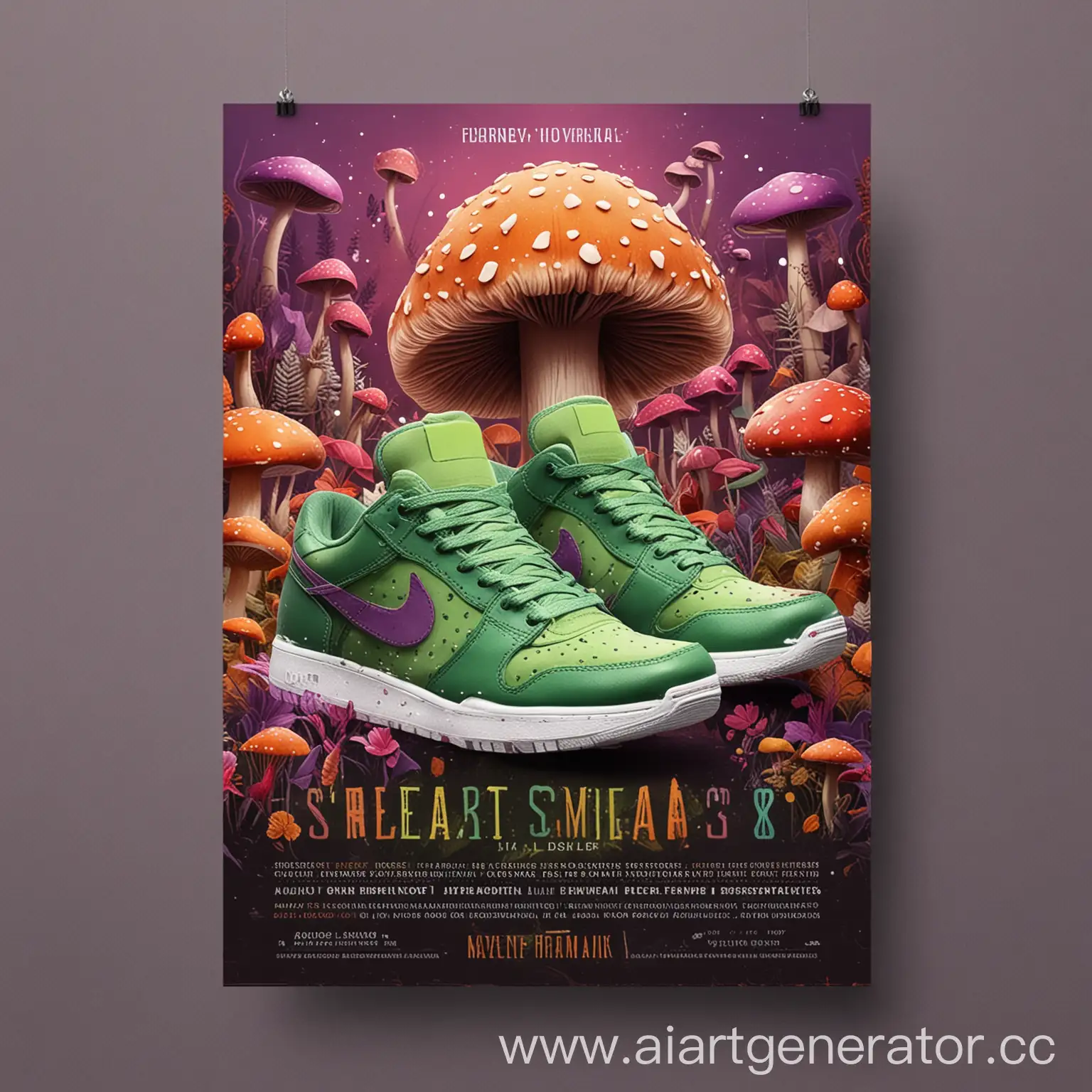 Magical-Mushroom-Sneaker-Adventure-Vibrant-Background-for-Mushrooms-and-Sneakers-Flyer
