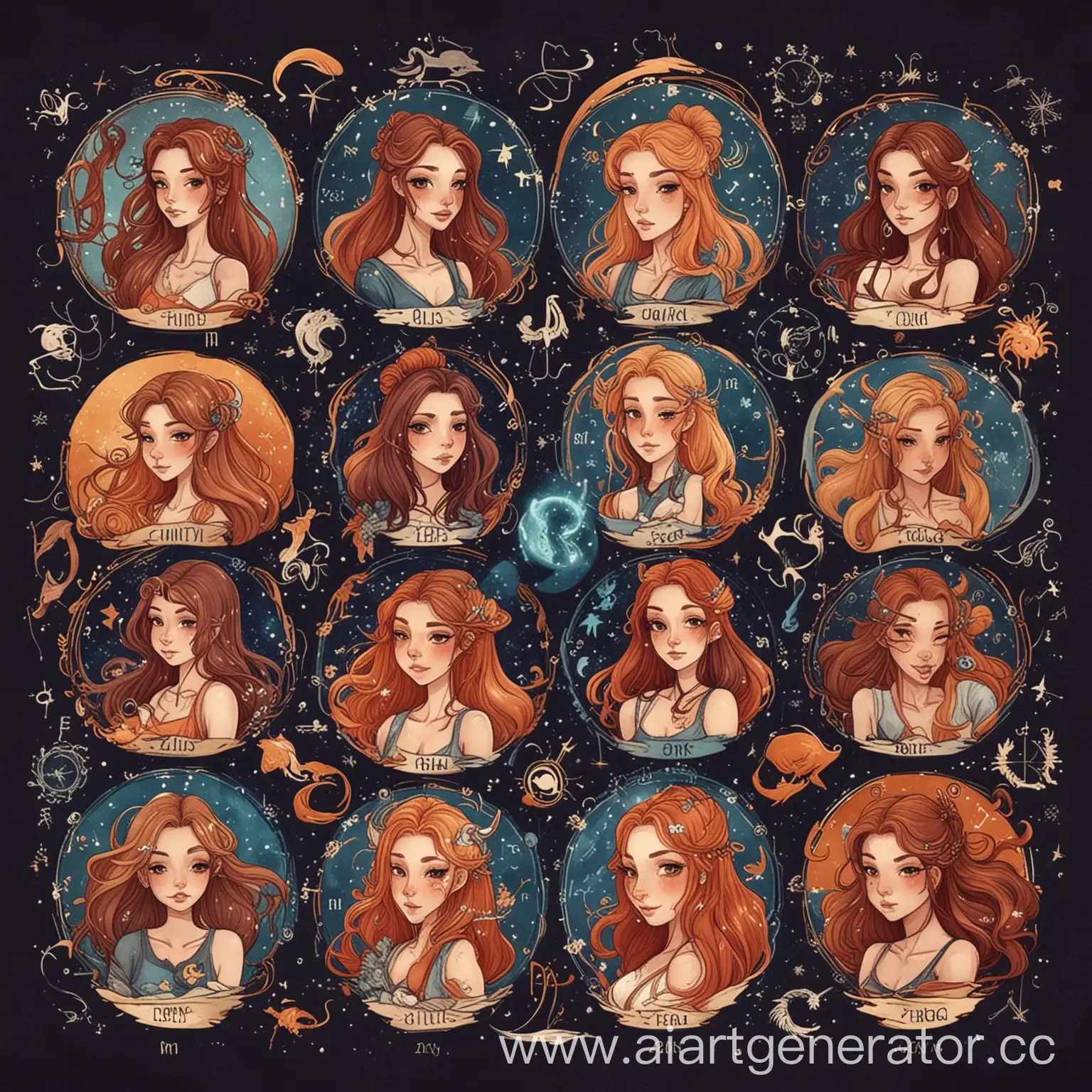 Girls-Representing-Different-Zodiac-Signs-in-Muh-Style-Art