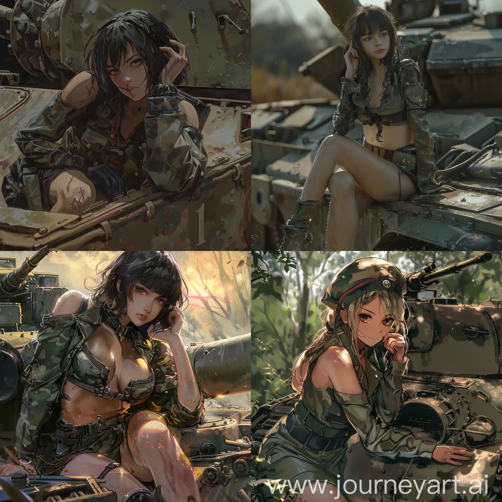 Military-Girl-Leaning-on-Tank-Portrait