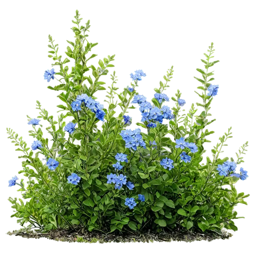 Exquisite-PNG-Rendering-Captivating-Large-Bush-with-Blue-Flowers