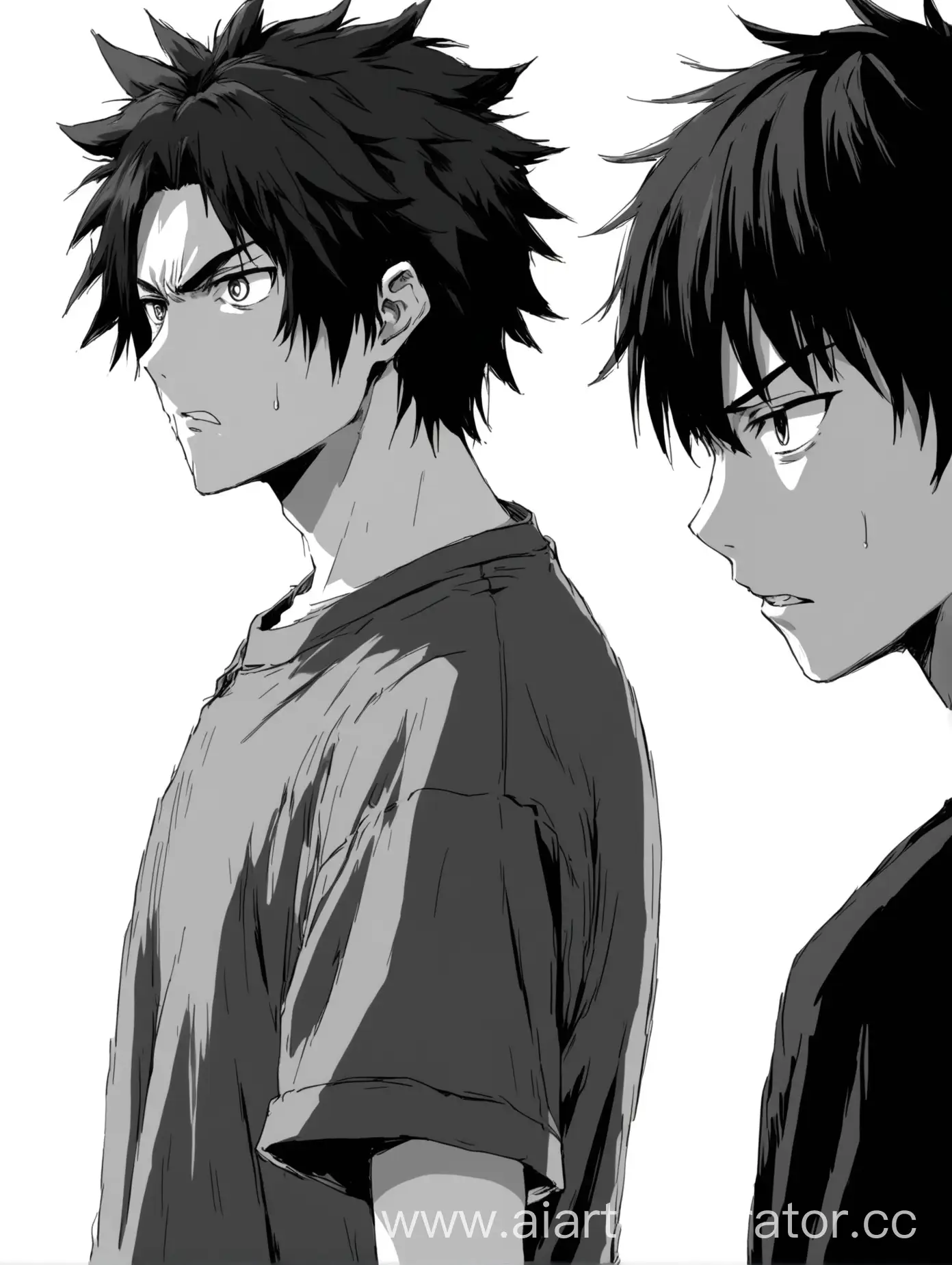 Anime-Guys-Intense-Confrontation-in-Monochrome