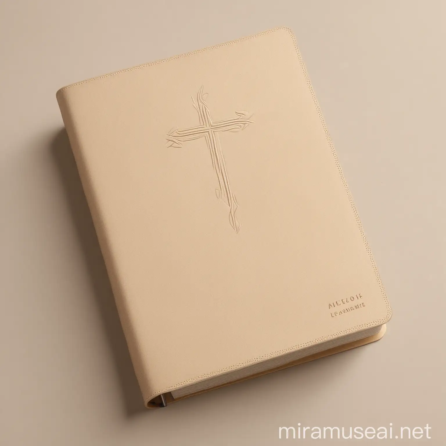 Create a minimalist design for a bible cover, in champagne color

