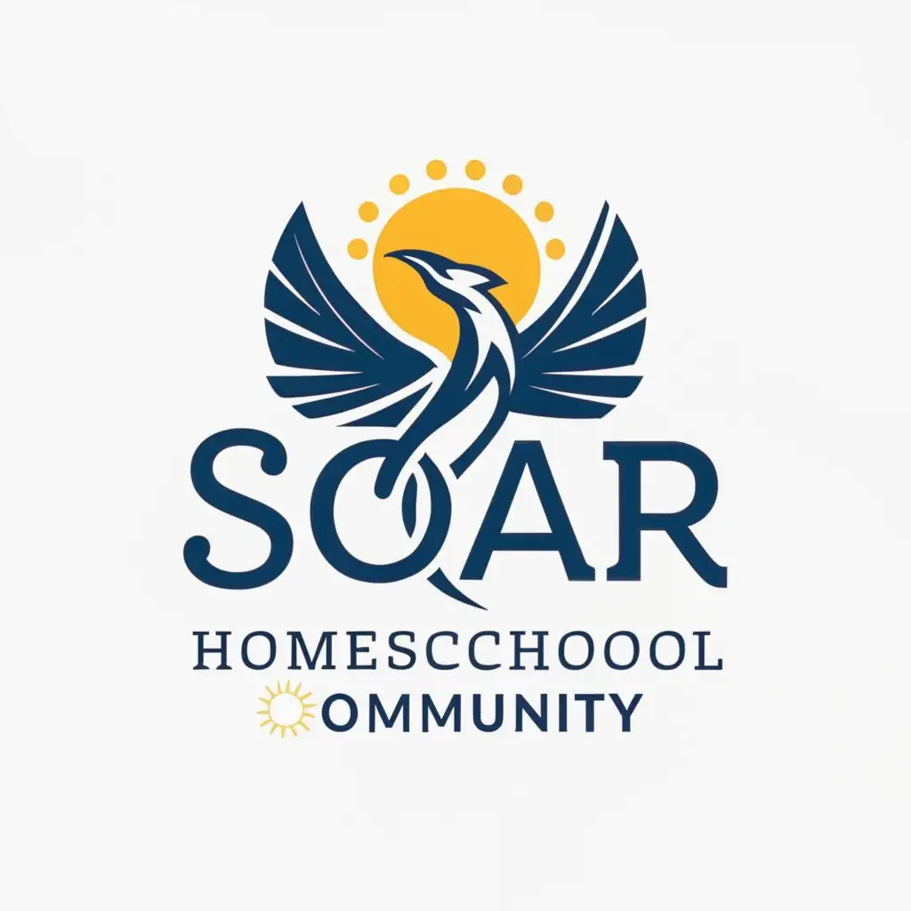 a logo design,with the text "SOAR homeschool community", main symbol:soar bird, home school,Moderate,be used in Education industry,clear background