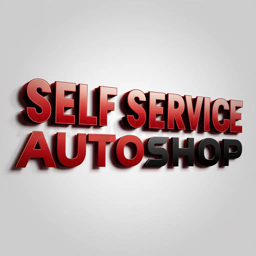 a logo design,with the text "SELF SERVICE AUTOSHOP", main symbol:Please provide a logo that inspires similarly to a Ford logo, with a color scheme of red and black, but without a car, only the word similar to a 3D design,Moderate,be used in Automotive industry,clear background