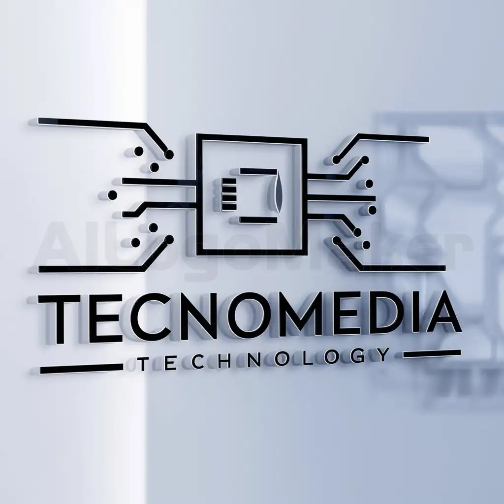 a logo design,with the text "TECNOMEDIA", main symbol:tecnología,Minimalistic,clear background