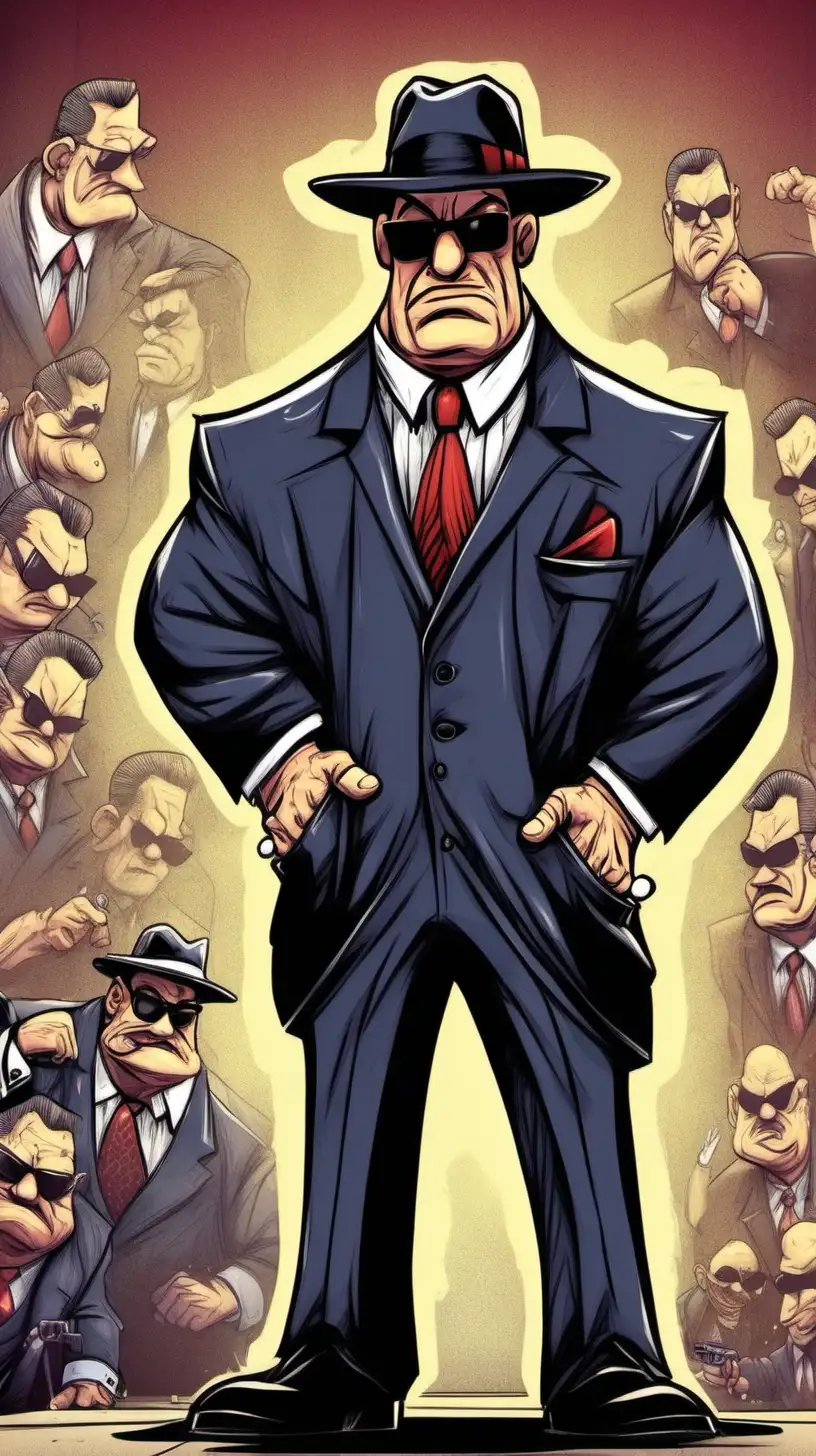 Colorful Cartoon Mafia Boss Tough Guy with Attitude
