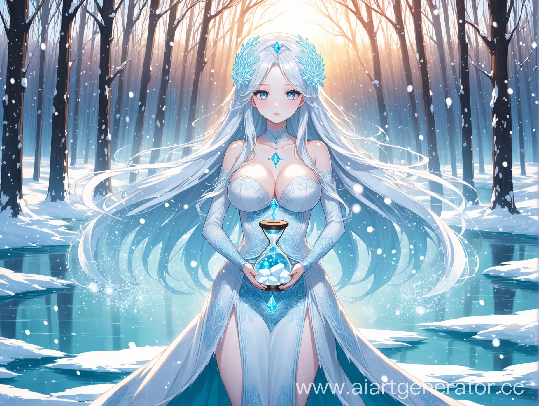 Ice-Queen-Summoning-Snow-Magic-in-Winter-Forest