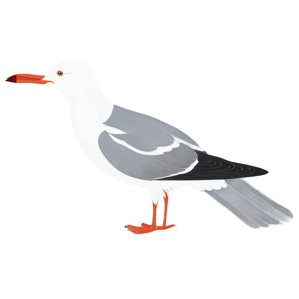 mouette avec un stylo dans les main dans le sile dessin animé