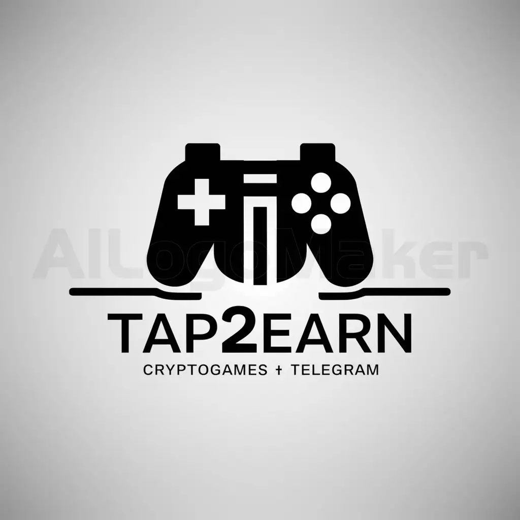 a logo design,with the text "Tap2earn, criptogames, telegram", main symbol:Ton,Minimalistic,be used in Games industry,clear background